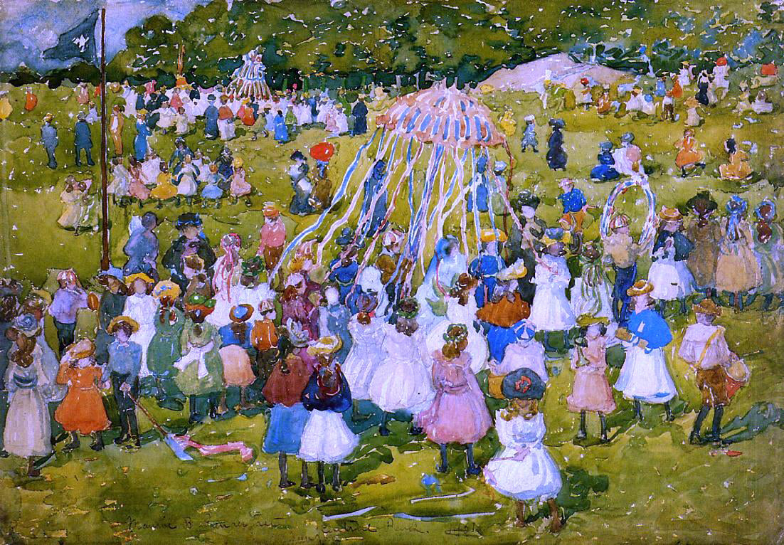 Maurice Prendergast A May Day, Central Park - Hand Painted Oil Painting