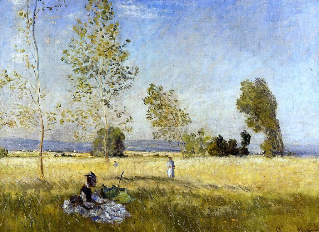  Claude Oscar Monet Meadow at Bezons - Hand Painted Oil Painting
