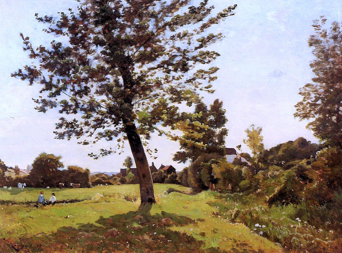 Henri Harpignies Meadow, Sunlight Effect - Hand Painted Oil Painting