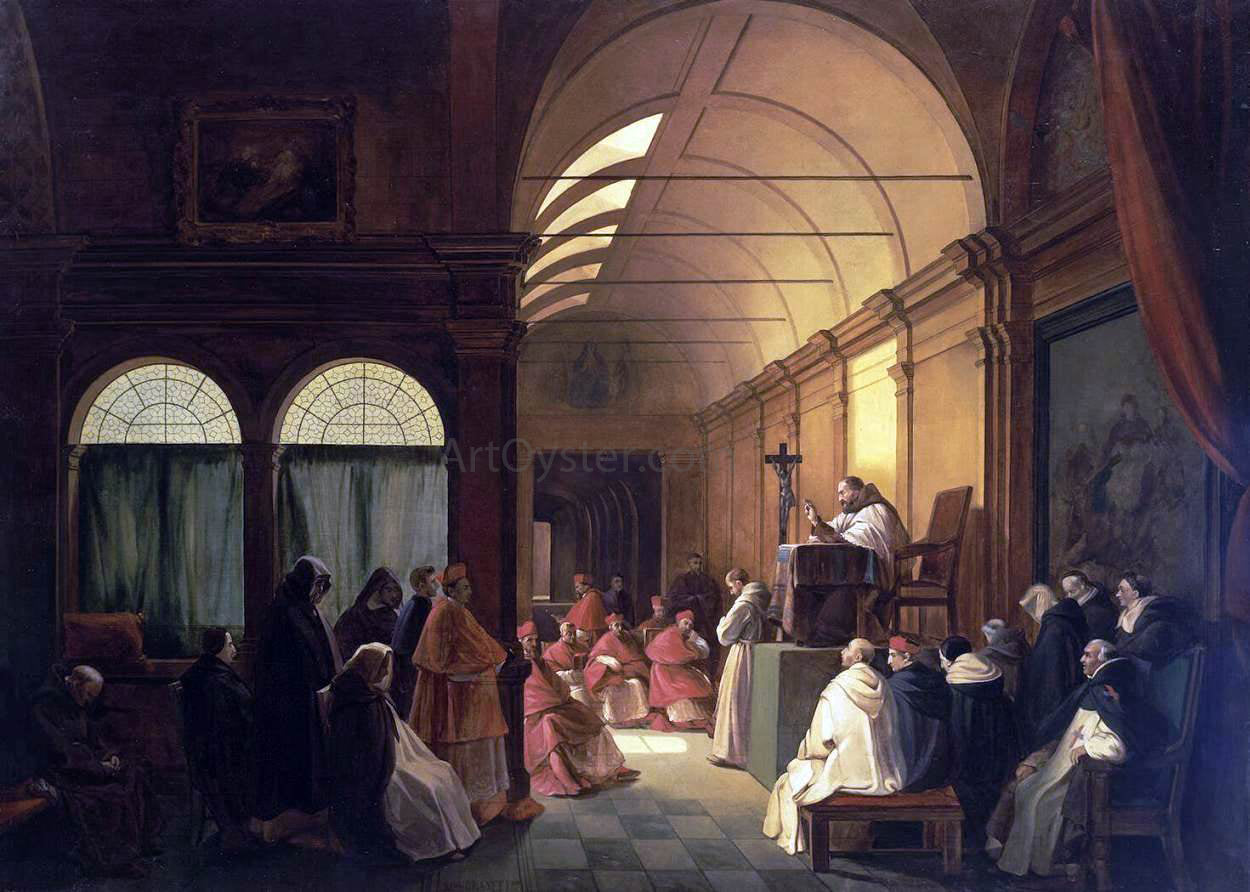 Francois-Marius Granet Meeting of the Monastic Chapter - Hand Painted Oil Painting
