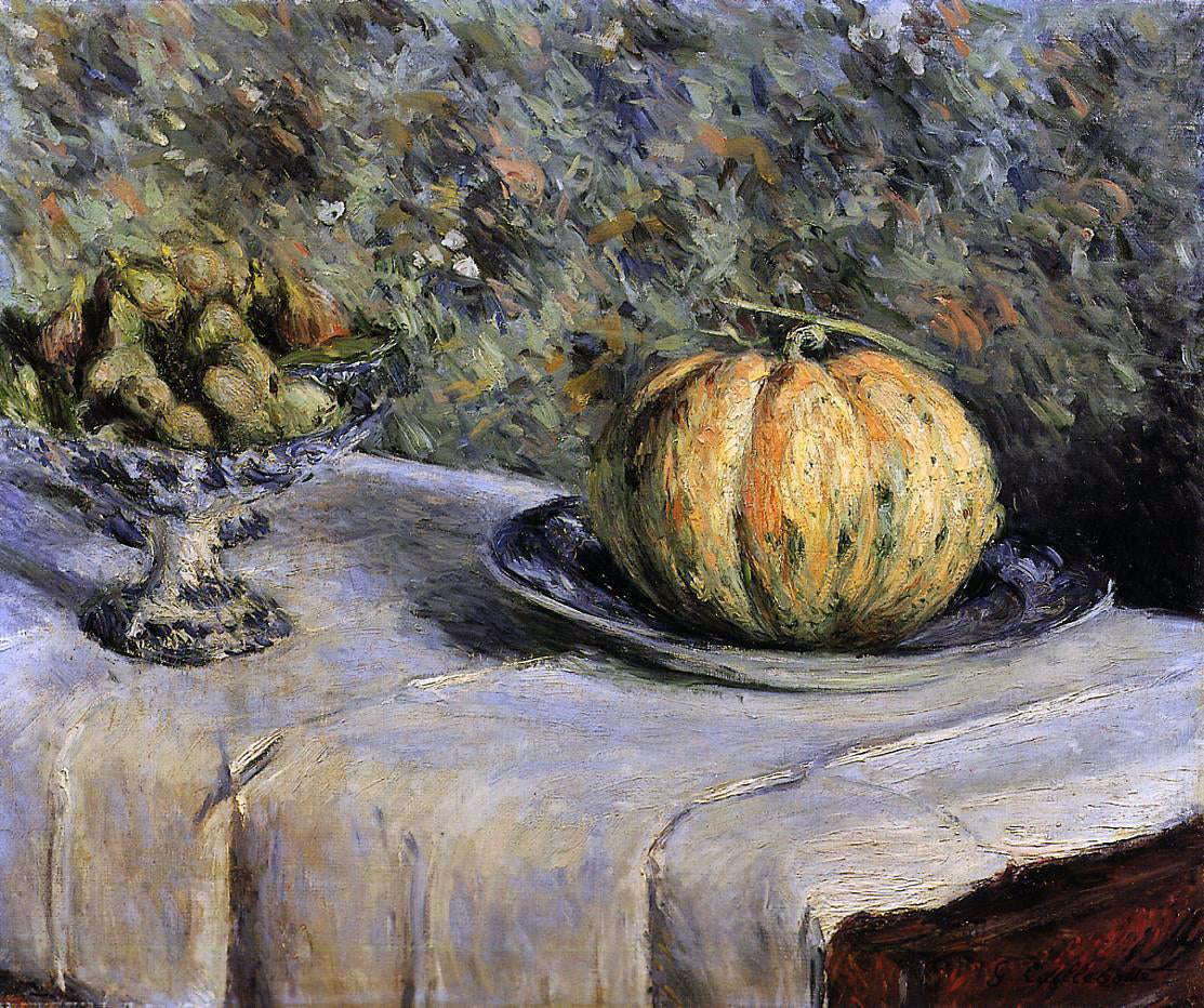 Gustave Caillebotte Melon and Bowl of Figs - Hand Painted Oil Painting