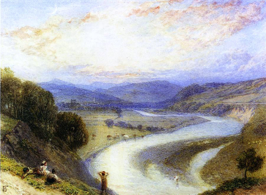 Myles Birket Foster Melrose Abbey from the Banks of the Tweed - Hand Painted Oil Painting