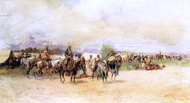 Baldomero Galofre Y Gimemez Men with Horses - Hand Painted Oil Painting