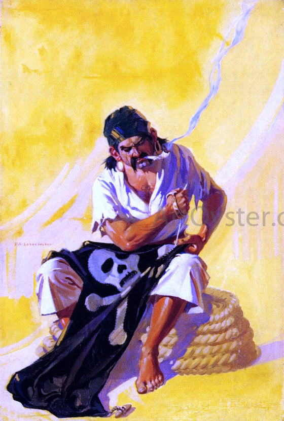  Frank Xavier Leyendecker Mending the Pirate Flag - Hand Painted Oil Painting