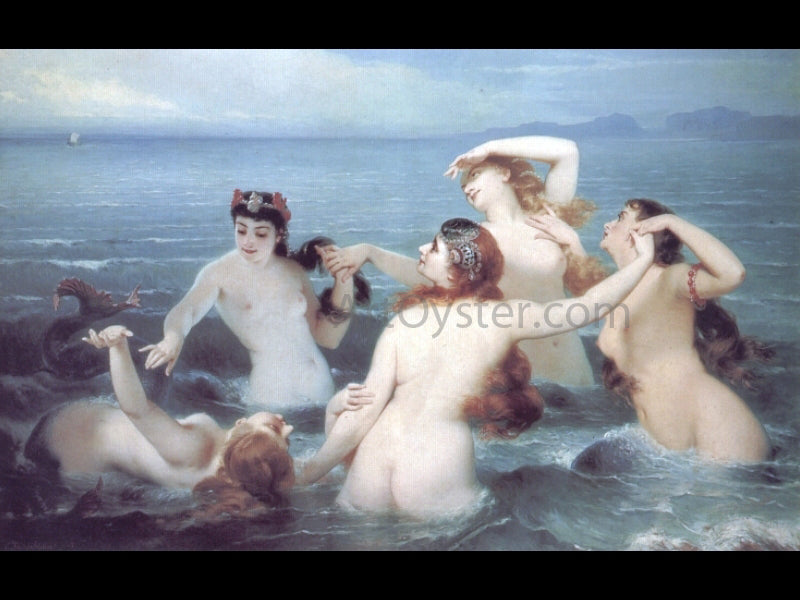 Charles Edouard Boutibonne Mermaids Frolicking in the Sea - Hand Painted Oil Painting