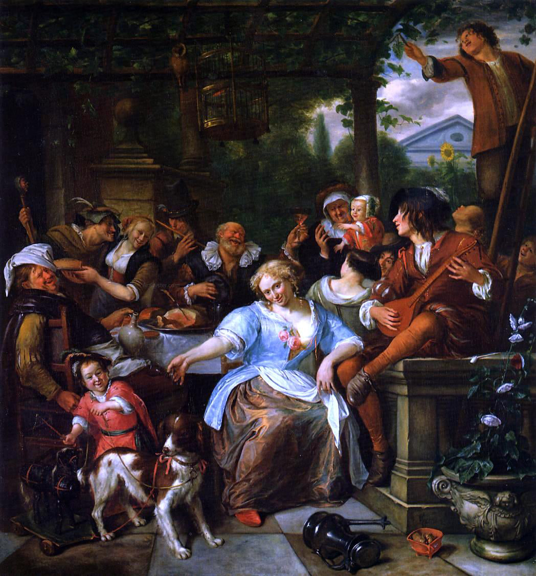 Jan Steen Merry Company on a Terrace - Hand Painted Oil Painting