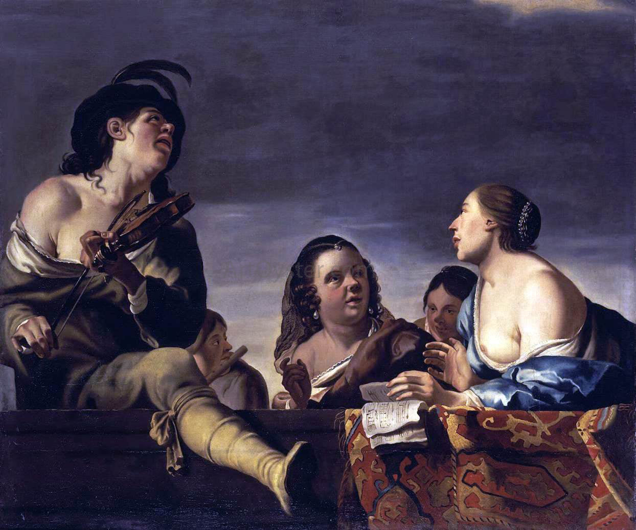 Jan Gerritsz Van Bronchorst Merry Company with a Violinist - Hand Painted Oil Painting