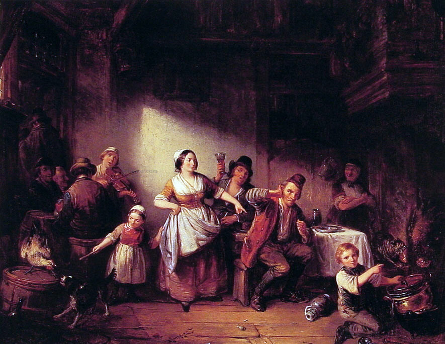 Henrich Engelbert Reyntjens Merry Making - Hand Painted Oil Painting