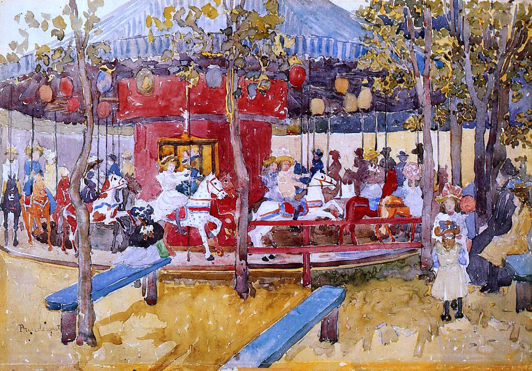 Maurice Prendergast Merry-Go-Round, Nahant - Hand Painted Oil Painting