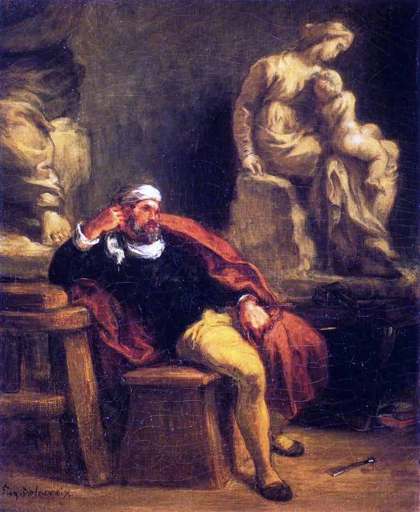 Eugene Delacroix Michelangelo in His Studio - Hand Painted Oil Painting