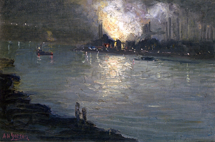 Aaron Harry Gorson Mill Along the River - Hand Painted Oil Painting