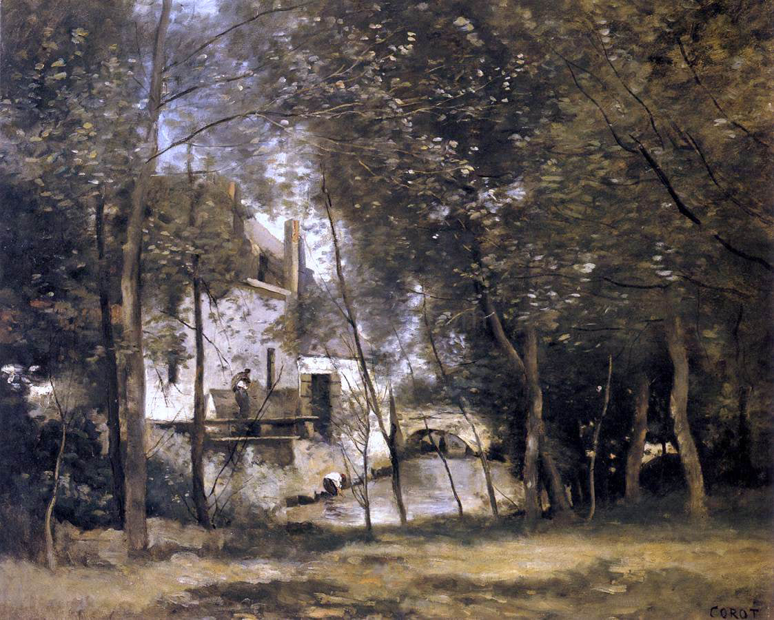Jean-Baptiste-Camille Corot Mill at Saint-Nicolas-les-Arras - Hand Painted Oil Painting