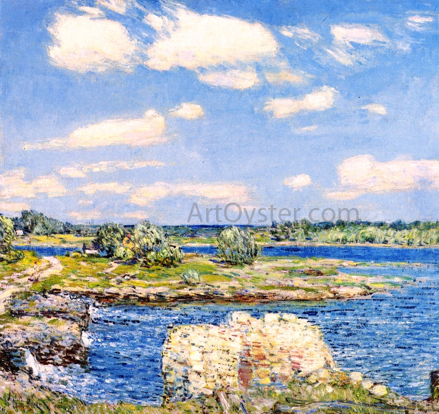 Frederick Childe Hassam Mill Site and Old Todal Dam, Cos Cob - Hand Painted Oil Painting