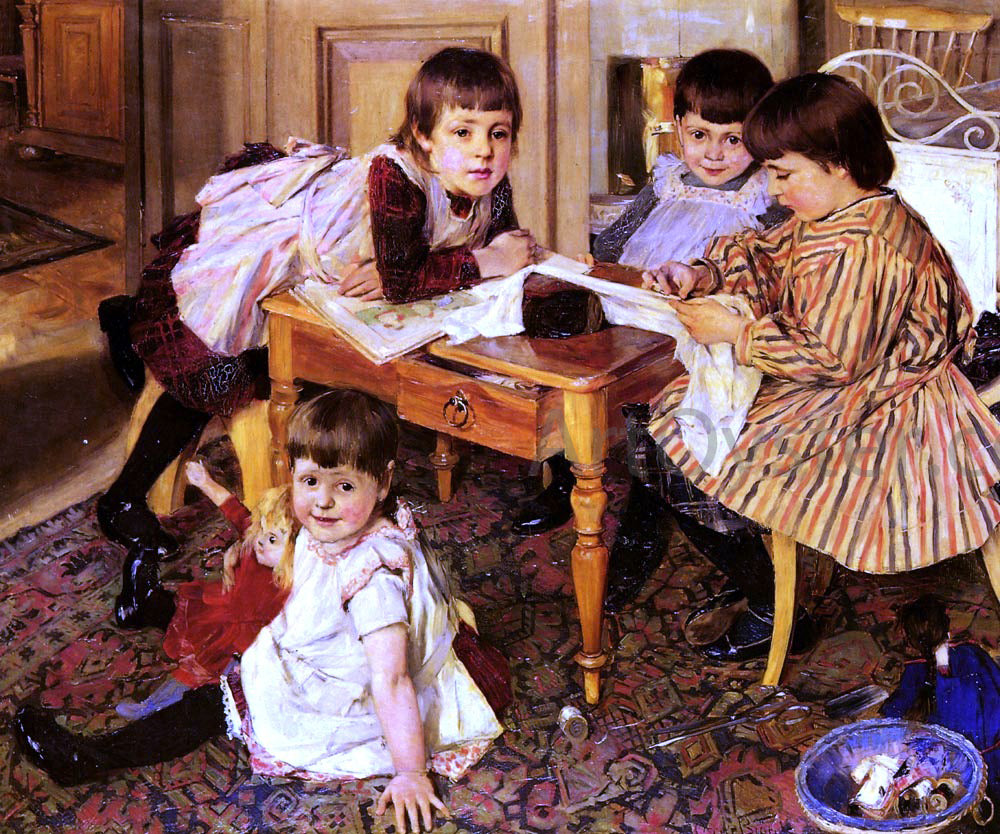 Gustav Oskar Bjorck Min Hobby - Hand Painted Oil Painting