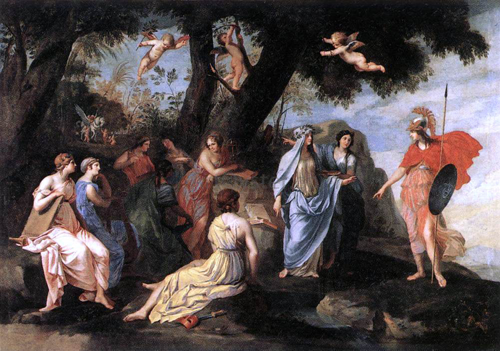 Jacques Stella Minerva and the Muses - Hand Painted Oil Painting