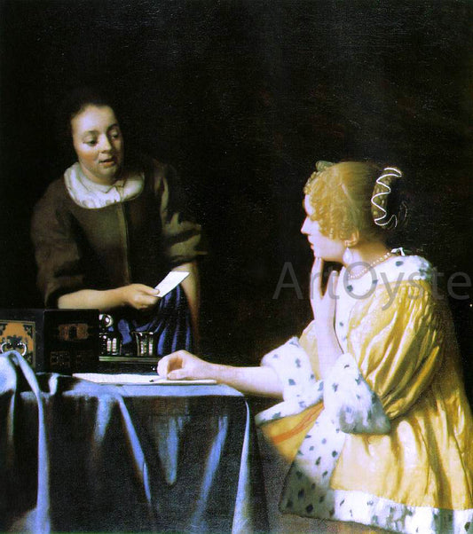  Johannes Vermeer Mistress and Maid - Hand Painted Oil Painting
