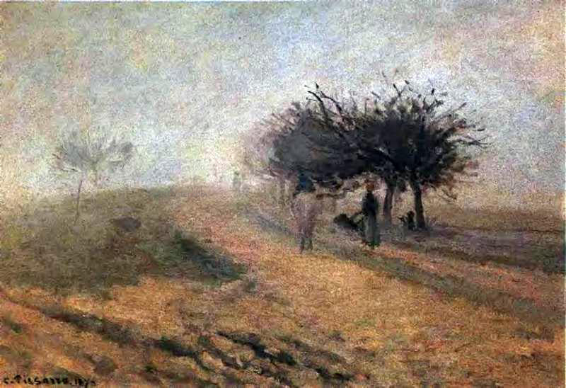 Camille Pissarro Misty Morning at Creil - Hand Painted Oil Painting