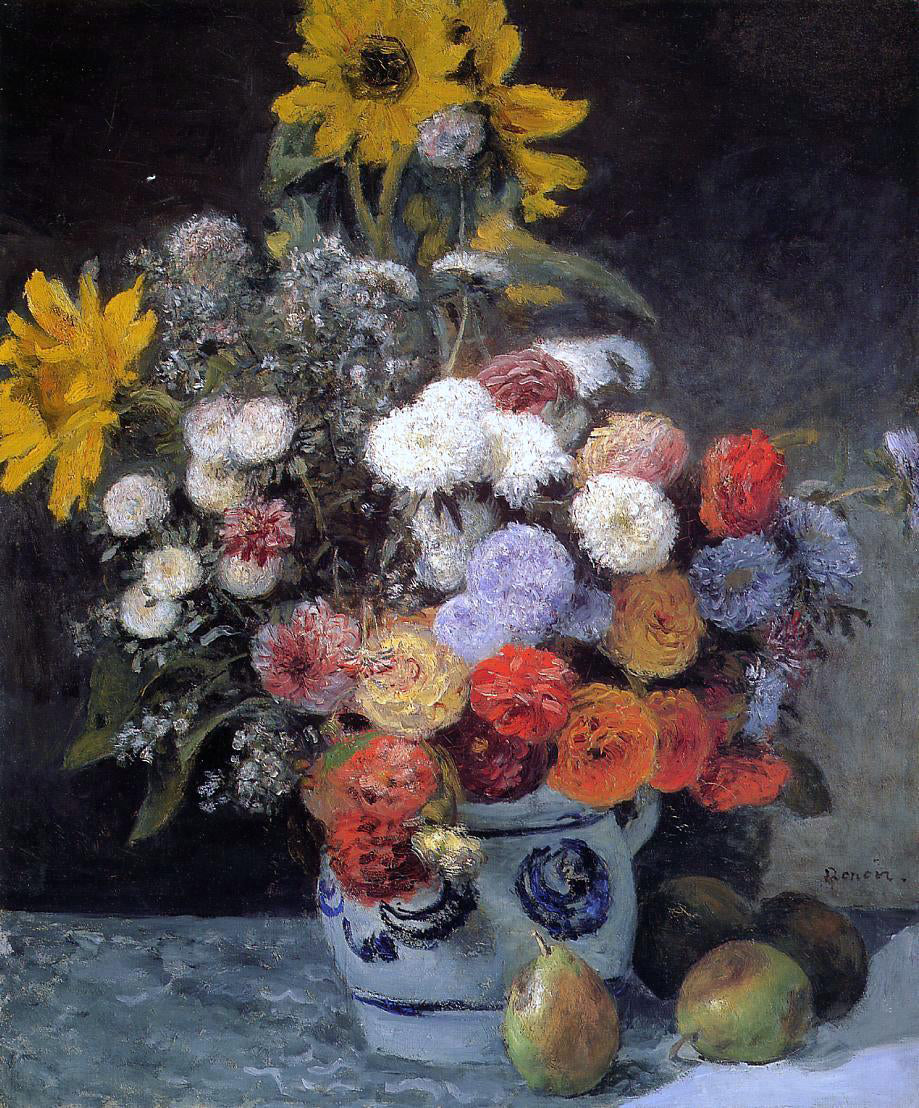 Pierre Auguste Renoir Mixed Flowers in an Earthenware Pot - Hand Painted Oil Painting