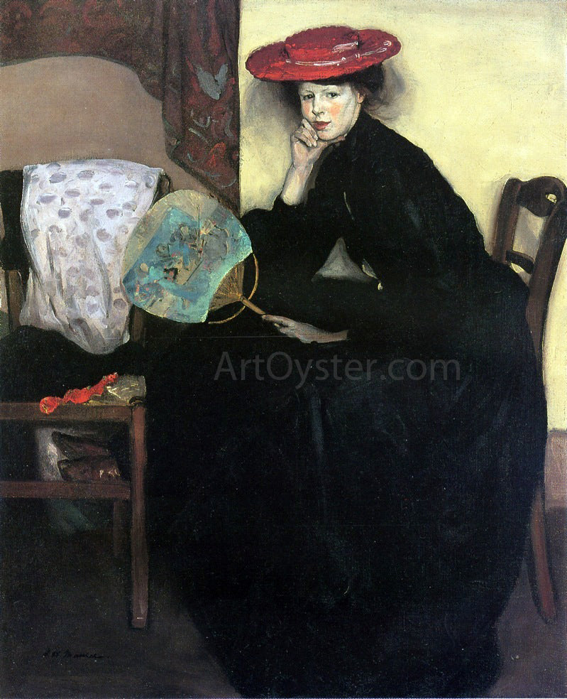Alfred Henry Maurer Model with a Japanese Fan - Hand Painted Oil Painting