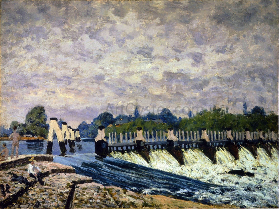 Alfred Sisley Molesey Weir at Hampton Court - Morning - Hand Painted Oil Painting
