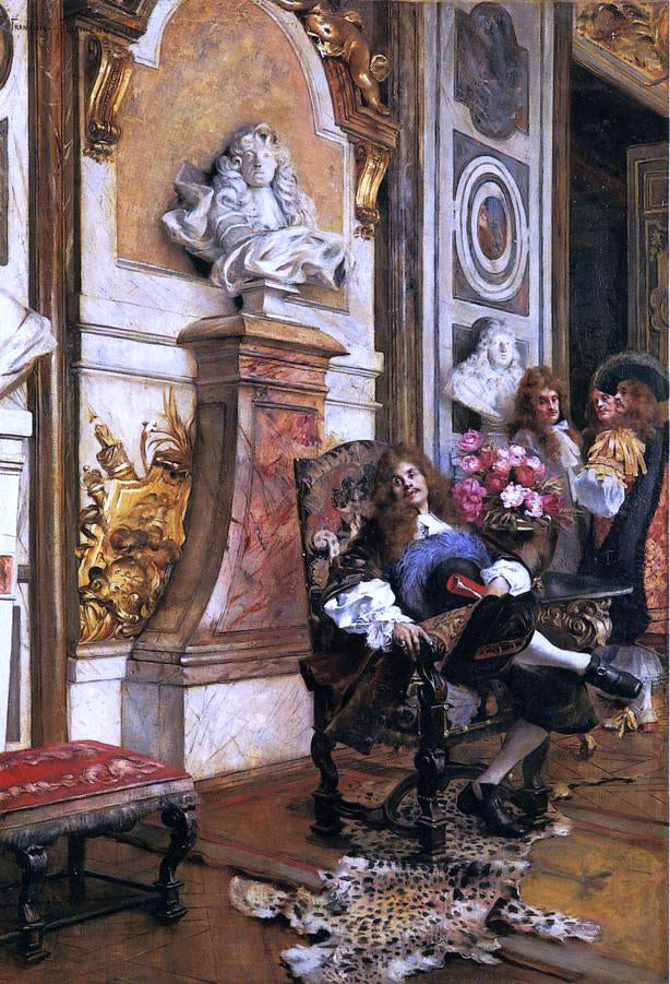 Francois Flameng Moliere Demanding an Audience with King Louis XIV at Versailles - Hand Painted Oil Painting