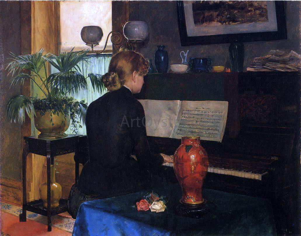 Charles Frederic Ulrich Moment Musicale - Hand Painted Oil Painting