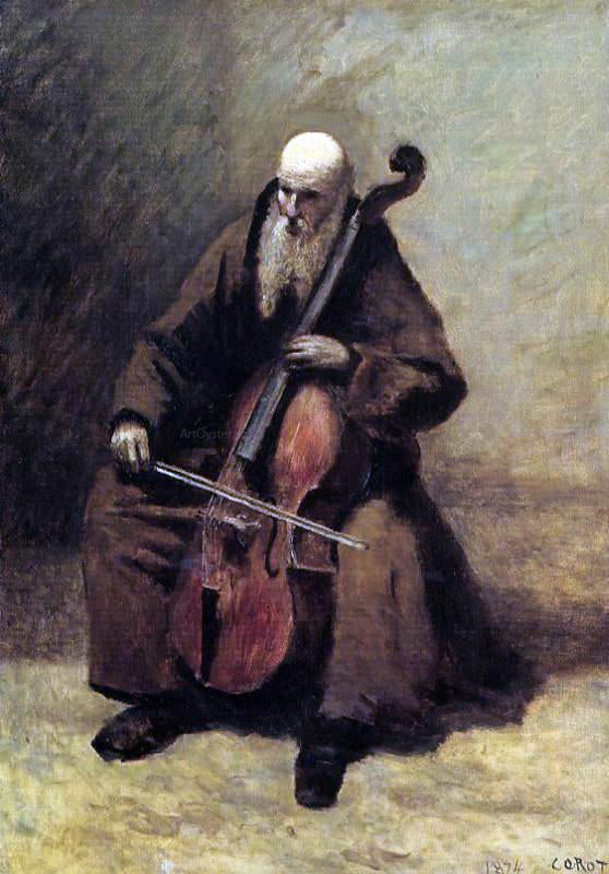  Jean-Baptiste-Camille Corot Monk with a Cello - Hand Painted Oil Painting