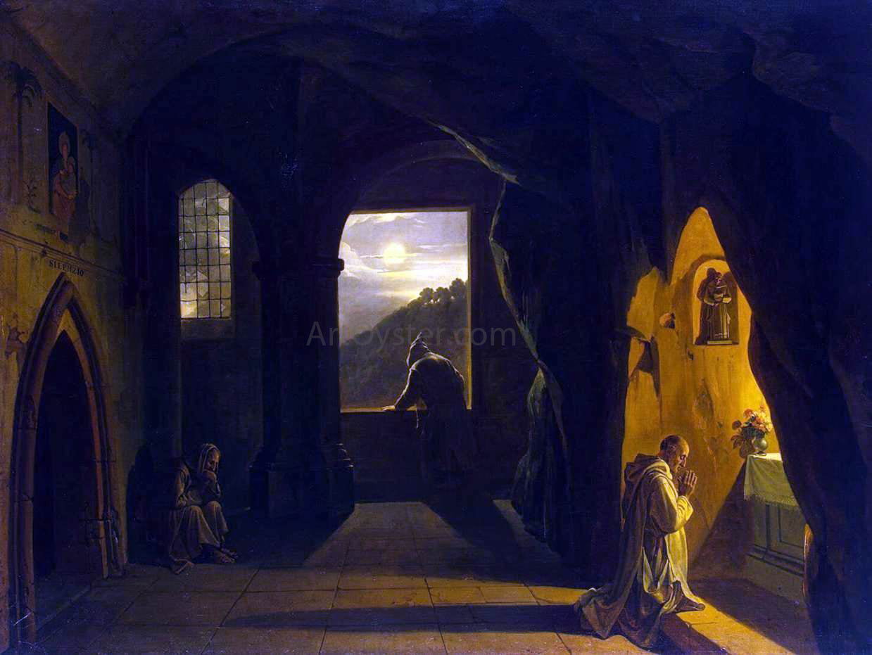 Francois-Marius Granet Monks in a Cave - Hand Painted Oil Painting
