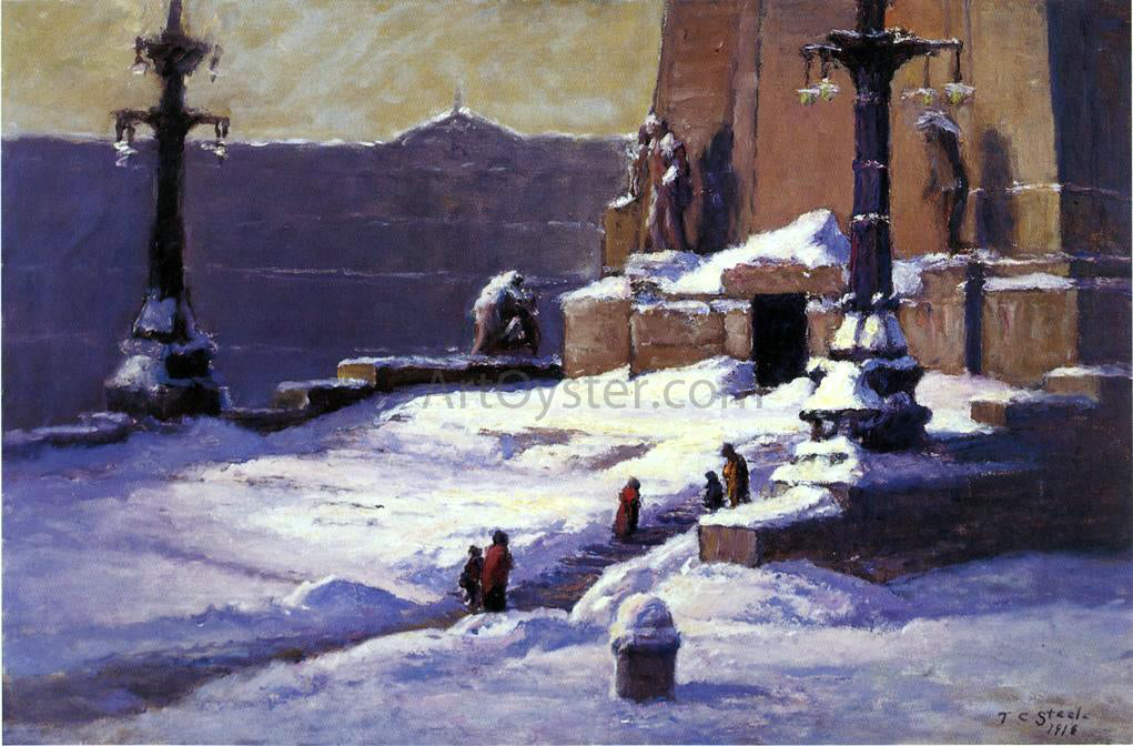 Theodore Clement Steele Monument in the Snow - Hand Painted Oil Painting