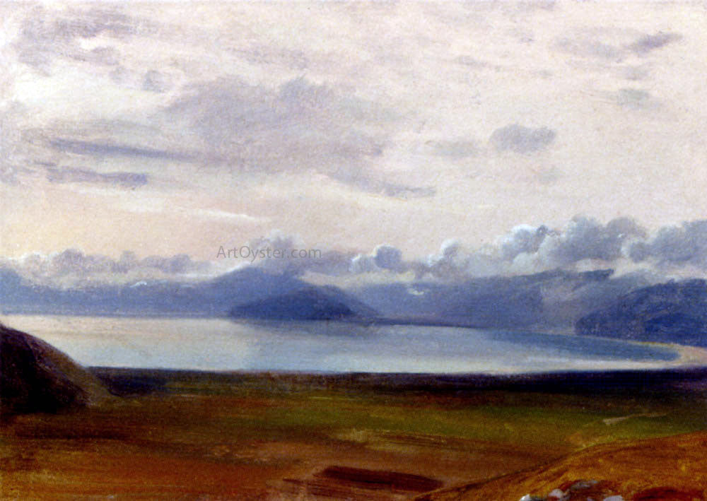 Jean-Baptiste-Adolphe Gibert Moon Over Mount Vesuvius - Hand Painted Oil Painting