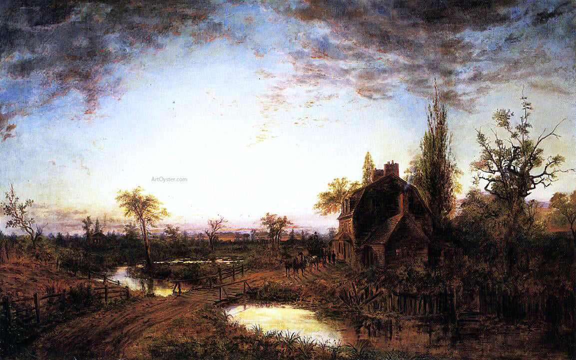 Edward Lamson Henry Moonlight Landscape with House - Hand Painted Oil Painting