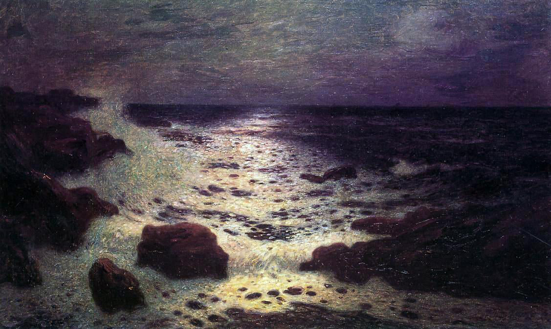 Ferdinand Du Puigaudeau Moonlight on the Sea and the Rocks - Hand Painted Oil Painting