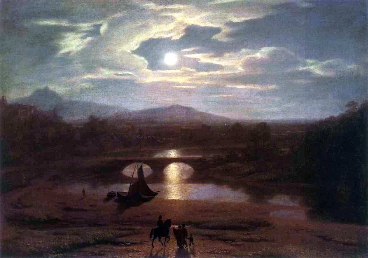 Washington Allston Moonlit Landscape - Hand Painted Oil Painting