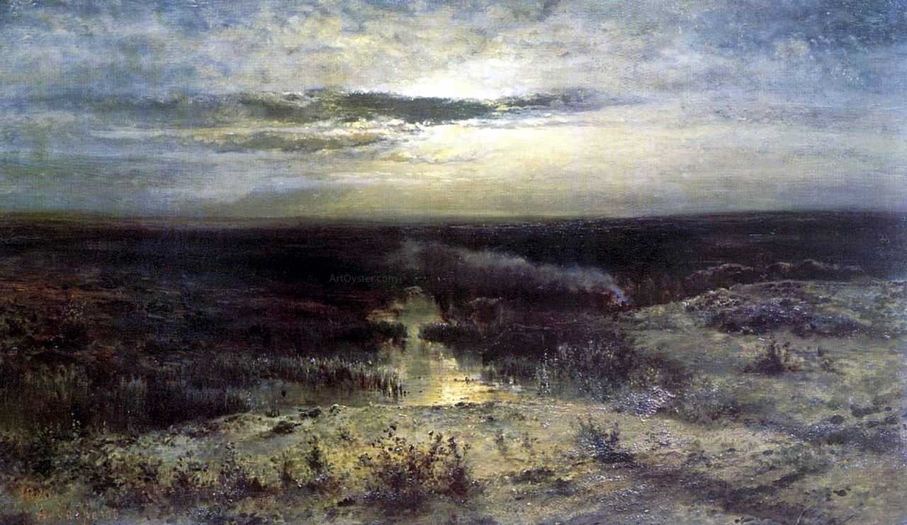  Alexei Kondratevich Savrasov Moonlit night, Marsh - Hand Painted Oil Painting