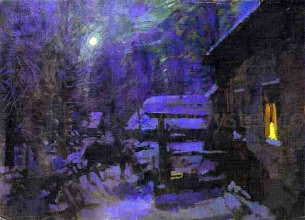 Constantin Alexeevich Korovin Moonlit night, Winter - Hand Painted Oil Painting