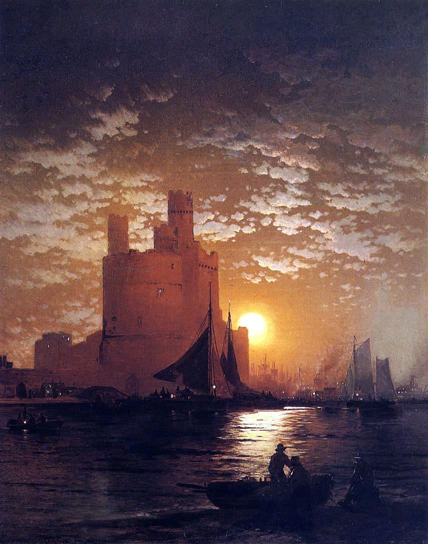 Edward Moran Moonlit Scene - Hand Painted Oil Painting