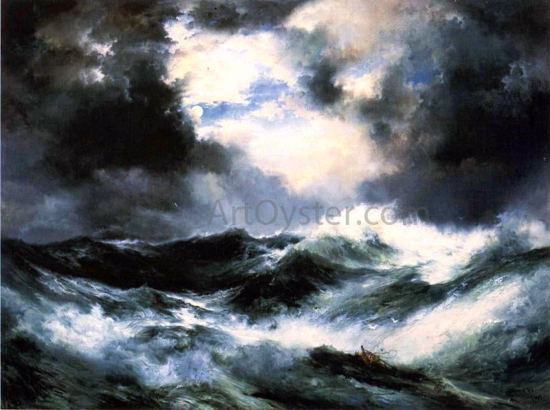 Thomas Moran Moonlit Shipwreck at Sea - Hand Painted Oil Painting