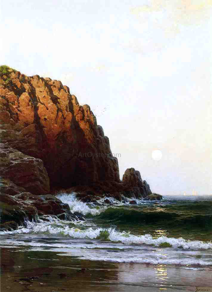  Alfred Thompson Bricher Moonrise, Coast of Maine - Hand Painted Oil Painting