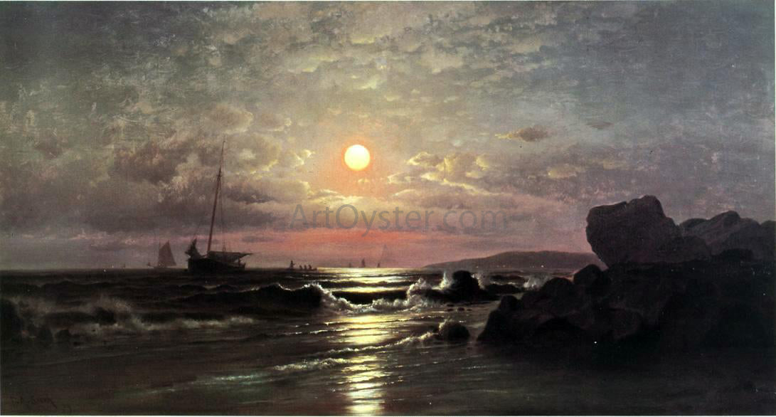 Francis A Silva Moonrise on the New England Coast - Hand Painted Oil Painting