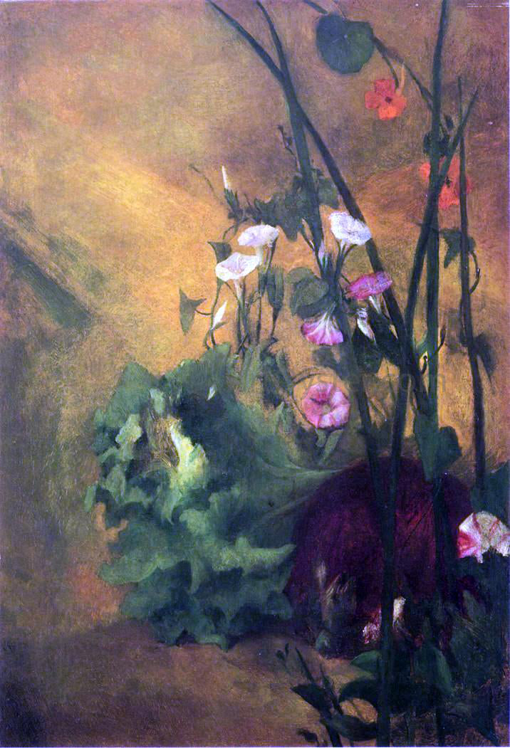 John La Farge Morning Glories and Eggplant - Hand Painted Oil Painting