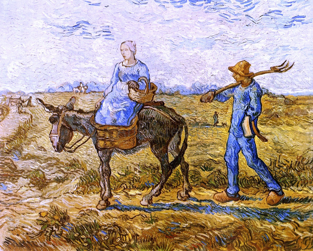Vincent Van Gogh Morning: Peasant Couple Going to Work (after Millet) - Hand Painted Oil Painting