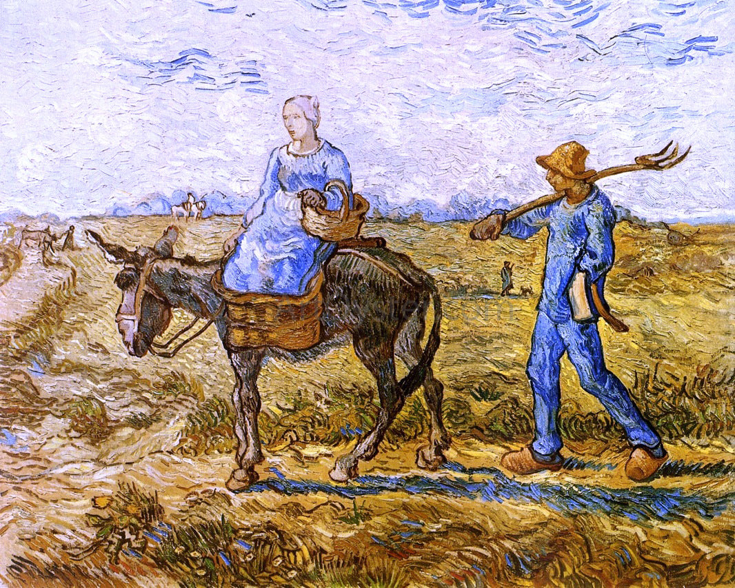  Vincent Van Gogh Morning: Peasant Couple Going to Work (after Millet) - Hand Painted Oil Painting