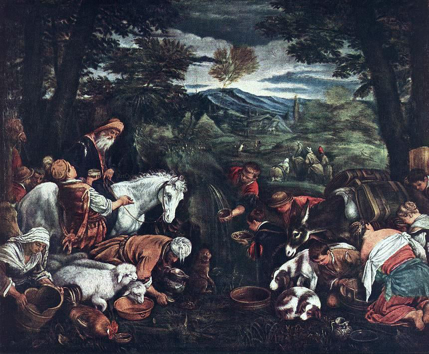Leandro Bassano Moses Striking the Rock - Hand Painted Oil Painting