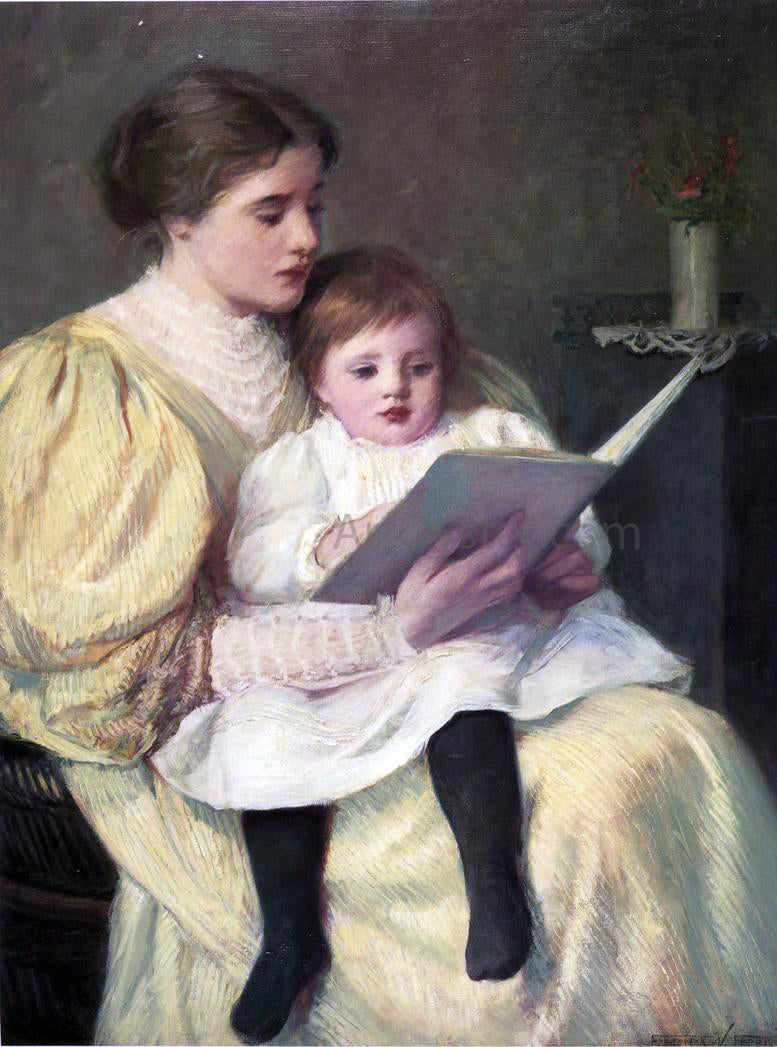  Frederick Warren Freer Mother and Child Reading - Hand Painted Oil Painting