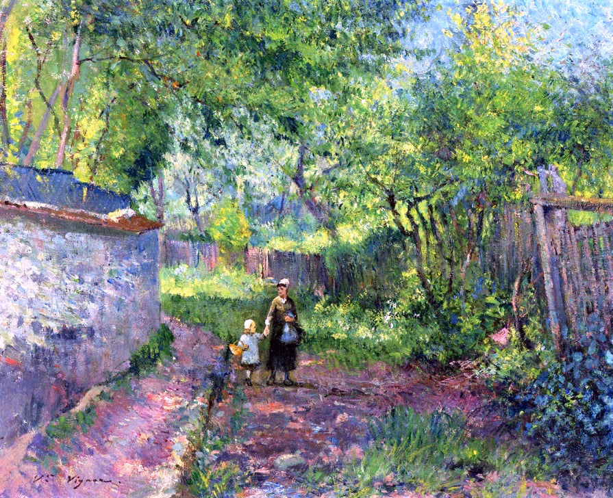 Victor Vignon Mother and Child taking a Walk - Hand Painted Oil Painting