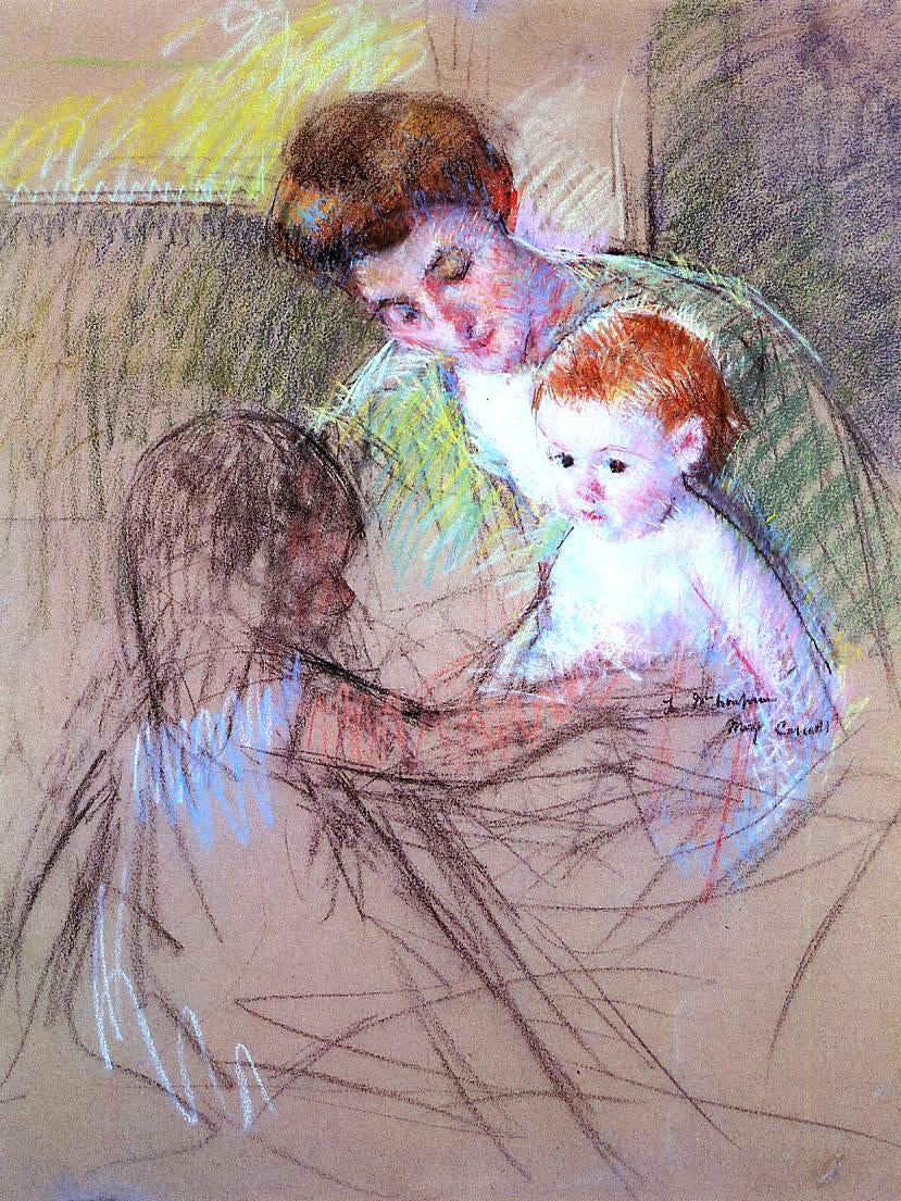 Mary Cassatt Mother and Daughter Looking at the Baby - Hand Painted Oil Painting