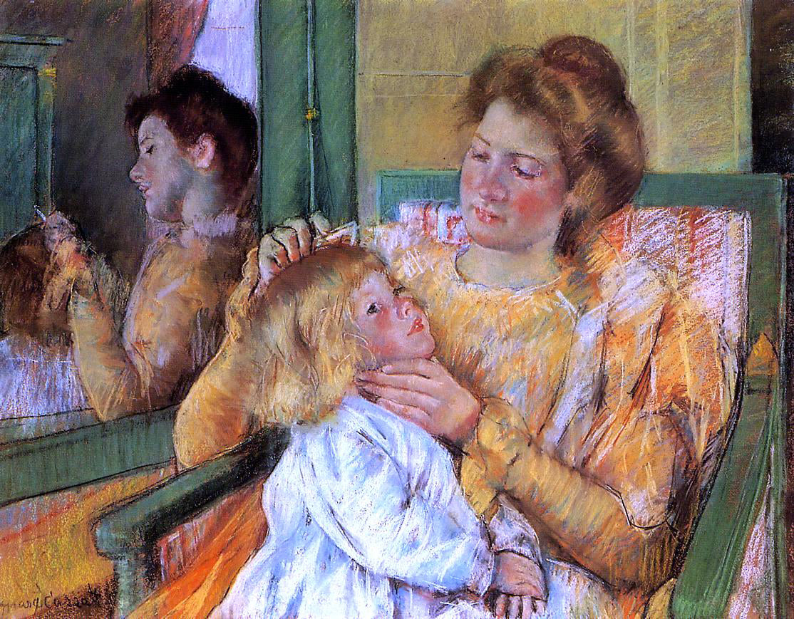 Mary Cassatt Mother Combing Her Child's Hair - Hand Painted Oil Painting
