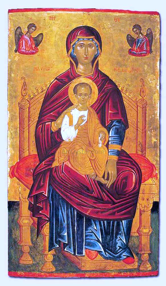 Andreas Ritzos Mother of God Enthroned - Hand Painted Oil Painting