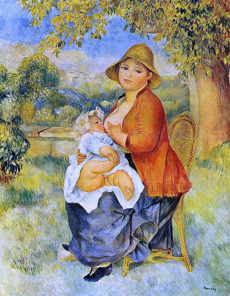  Pierre Auguste Renoir A Woman Breast Feeding Her Child (also known as Motherhood) - Hand Painted Oil Painting