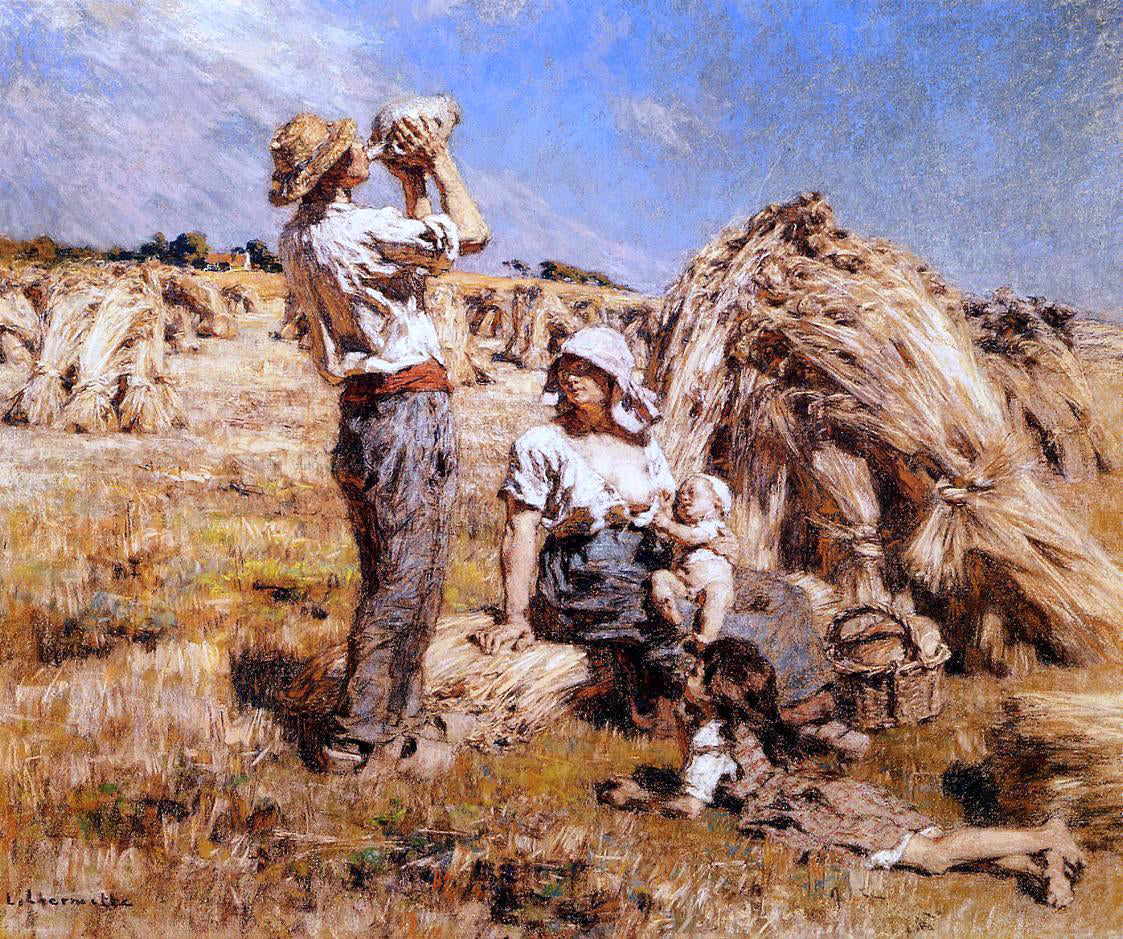 Leon Augustin L'hermitte) Motherhood - Hand Painted Oil Painting